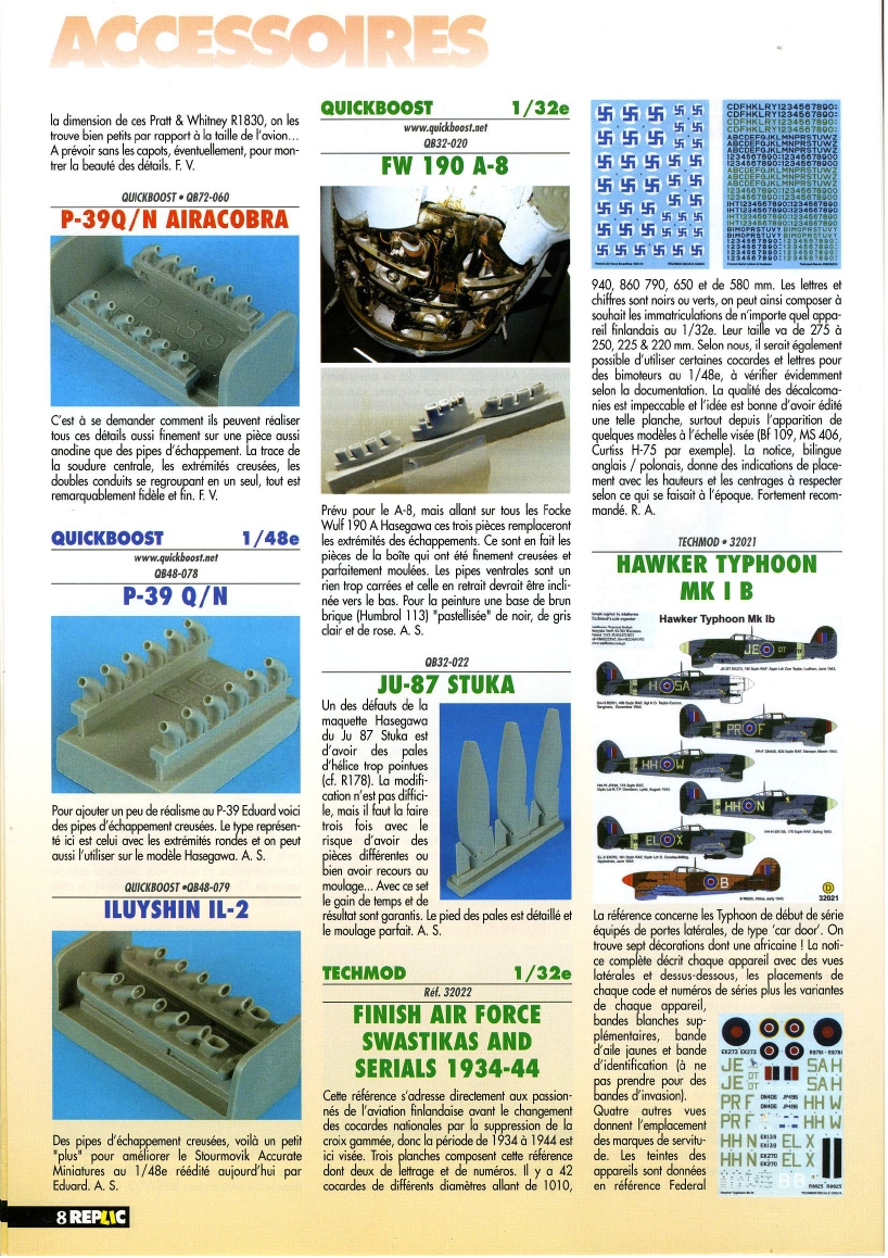 Replic 187 - Potez 631, Ju-88, Typhoon, Resin